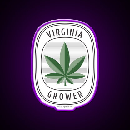Virginia Grower Retro Label Hemp Inspired Green Leaf Led Neon Sign Rgb Color - LED neon sign view 9