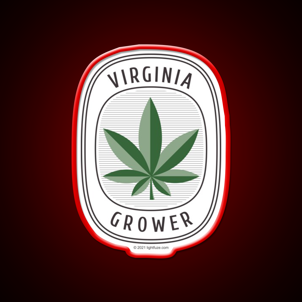 Virginia Grower Retro Label Hemp Inspired Green Leaf Led Neon Sign Rgb Color - LED neon sign view 10