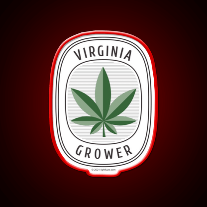 Virginia Grower Retro Label Hemp Inspired Green Leaf Led Neon Sign Rgb Color - Shineneon