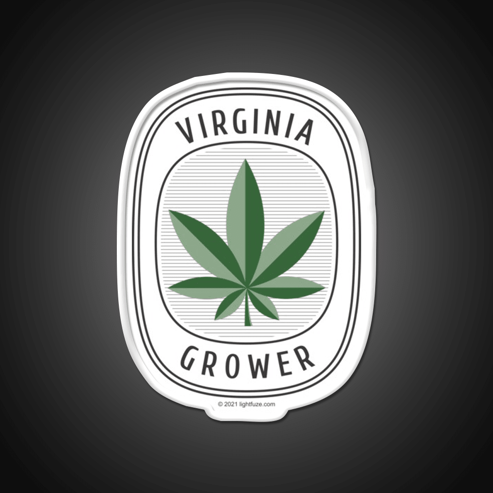Virginia Grower Retro Label Hemp Inspired Green Leaf Led Neon Sign Rgb Color - Shineneon