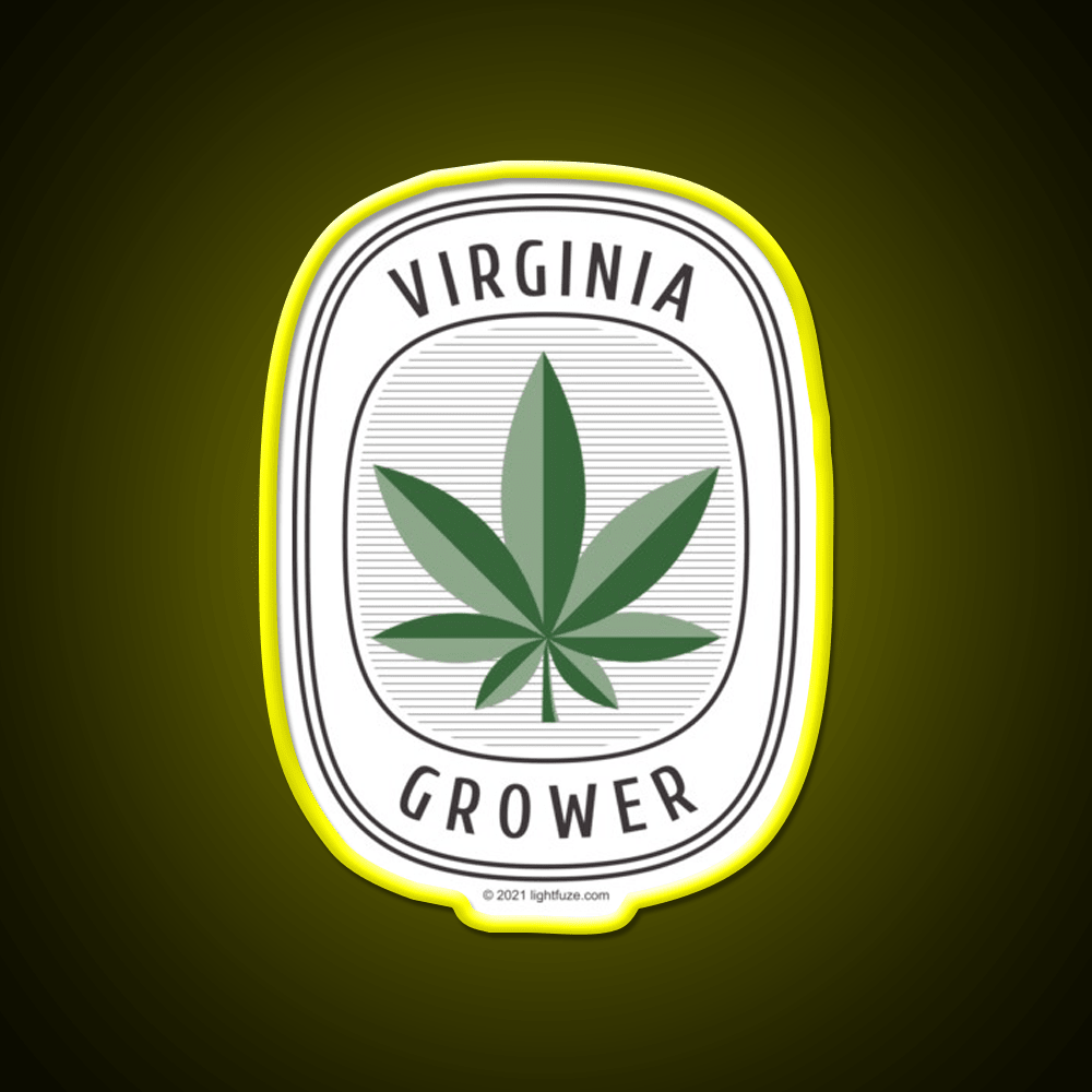 Virginia Grower Retro Label Hemp Inspired Green Leaf Led Neon Sign Rgb Color - Shineneon