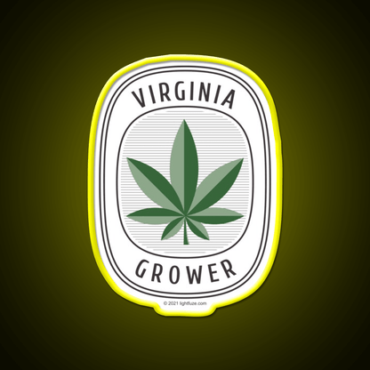 Virginia Grower Retro Label Hemp Inspired Green Leaf Led Neon Sign Rgb Color - Shineneon