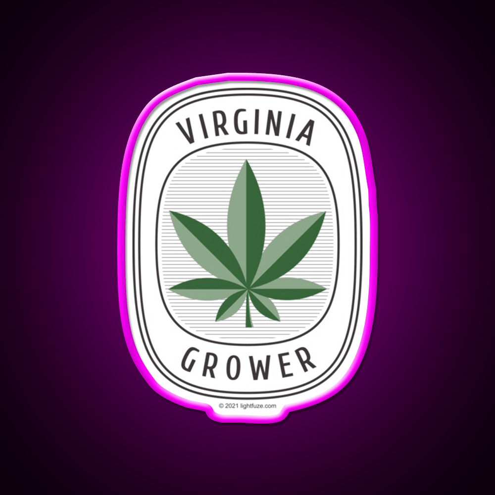 Virginia Grower Retro Label Hemp Inspired Green Leaf Led Neon Sign Rgb Color - Shineneon