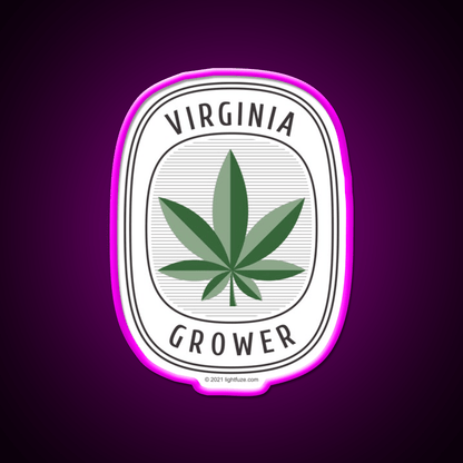 Virginia Grower Retro Label Hemp Inspired Green Leaf Led Neon Sign Rgb Color - Shineneon