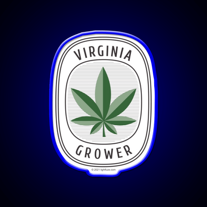 Virginia Grower Retro Label Hemp Inspired Green Leaf Led Neon Sign Rgb Color - Shineneon
