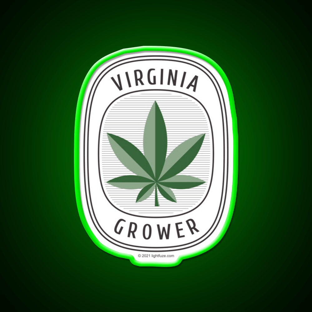 Virginia Grower Retro Label Hemp Inspired Green Leaf Led Neon Sign Rgb Color - Shineneon