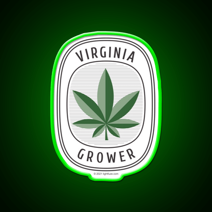 Virginia Grower Retro Label Hemp Inspired Green Leaf Led Neon Sign Rgb Color - Shineneon