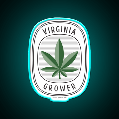 Virginia Grower Retro Label Hemp Inspired Green Leaf Led Neon Sign Rgb Color - Shineneon