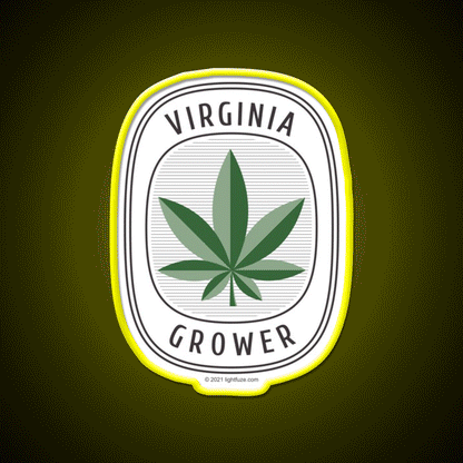 Virginia Grower Retro Label Hemp Inspired Green Leaf Led Neon Sign Rgb Color