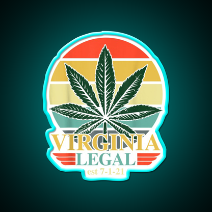 Virginia Legal Medical Stoners Edibles Green Leaf Led Neon Sign Rgb Color - Size and dimension reference
