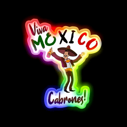 Viva Mexico Cabrones Party Drink Tequila Led Neon Sign Rgb Color - LED neon sign close-up detail