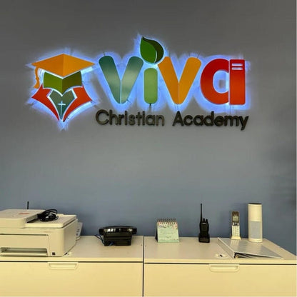 Viva With Logo 3D Frontlit And Backlit Channel Letter Led Light Sign - Shineneon
