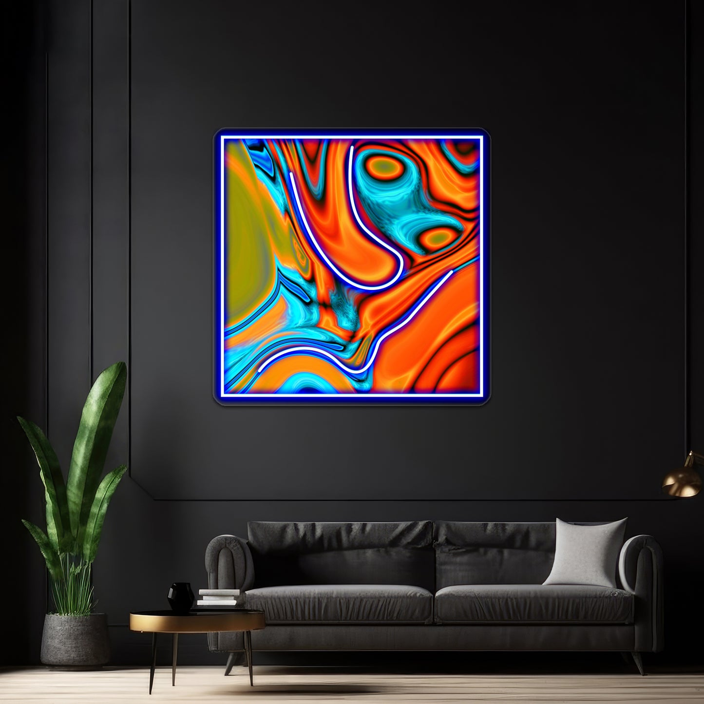 Vivid Modern Southwest Hipster Turquoise Orange Swirls Wall Artwork Neon Signs