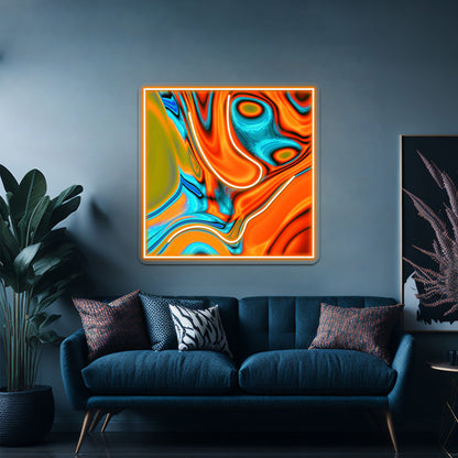 Vivid Modern Southwest Hipster Turquoise Orange Swirls Wall Artwork Neon Signs