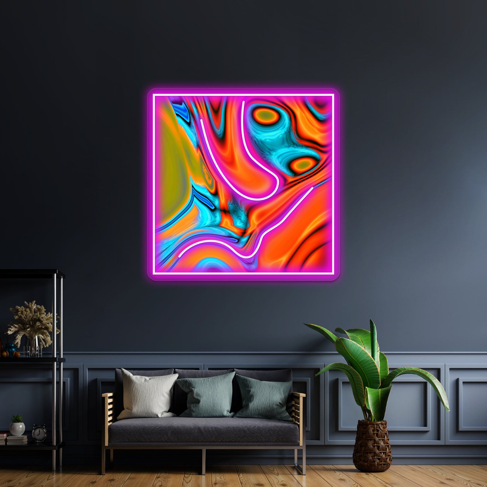 Vivid Modern Southwest Hipster Turquoise Orange Swirls Wall Artwork Neon Signs | Shineneon