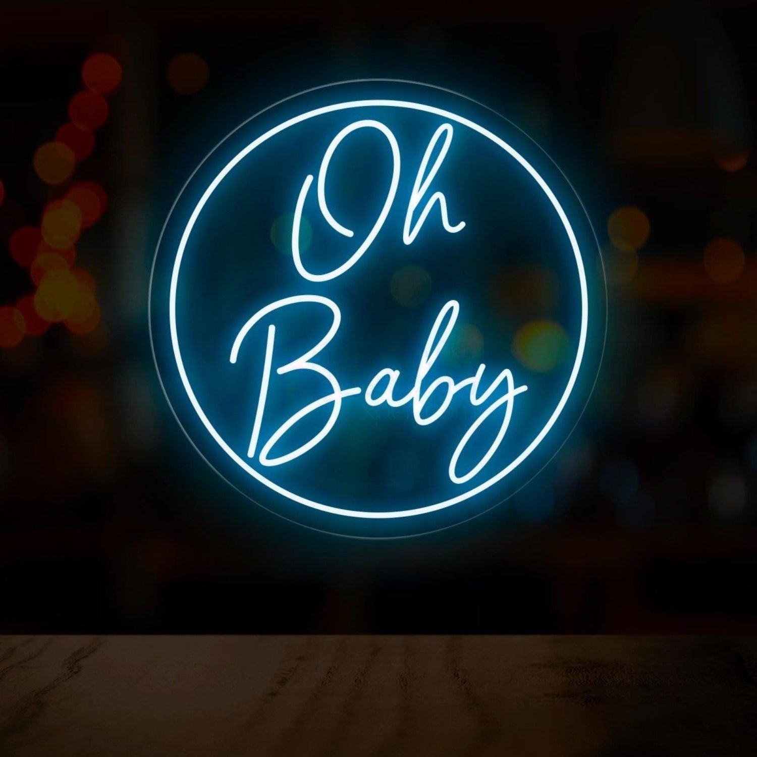 Vivid Pink-Purple Oh Baby Round Led Neon Sign Baby Shower Backdrop Wall Decor | Shineneon