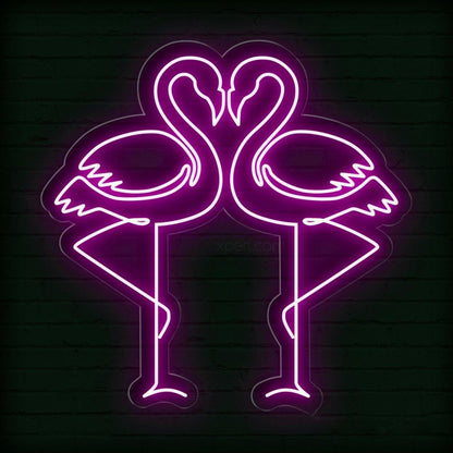Vivid Purple Flamingo Couple Led Neon Sign For Romantic Indoor Decor | Shineneon