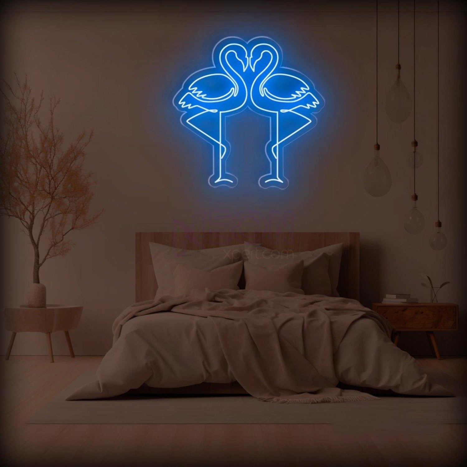 Vivid Purple Flamingo Couple Led Neon Sign For Romantic Indoor Decor | Shineneon