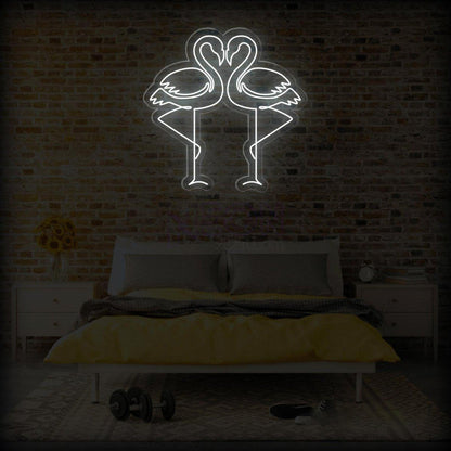 Vivid Purple Flamingo Couple Led Neon Sign For Romantic Indoor Decor | Shineneon