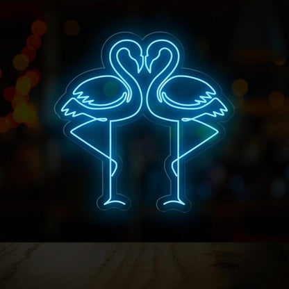 Vivid Purple Flamingo Couple Led Neon Sign For Romantic Indoor Decor | Shineneon