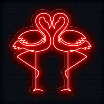 Vivid Purple Flamingo Couple Led Neon Sign For Romantic Indoor Decor | Shineneon