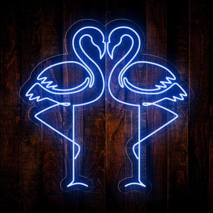 Vivid Purple Flamingo Couple Led Neon Sign For Romantic Indoor Decor | Shineneon