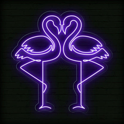 Vivid Purple Flamingo Couple Led Neon Sign For Romantic Indoor Decor | Shineneon