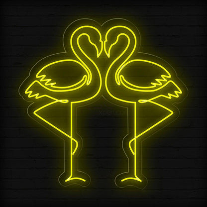 Vivid Purple Flamingo Couple Led Neon Sign For Romantic Indoor Decor | Shineneon