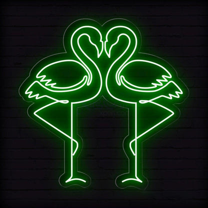 Vivid Purple Flamingo Couple Led Neon Sign For Romantic Indoor Decor | Shineneon