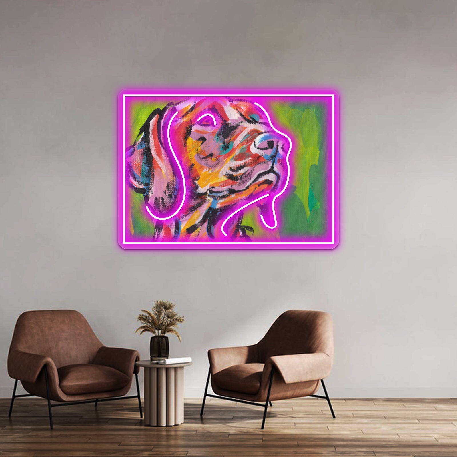 Vizsla Dog Bright Colorful Pop Dog Artwork Neon Signs Custom | Shineneon