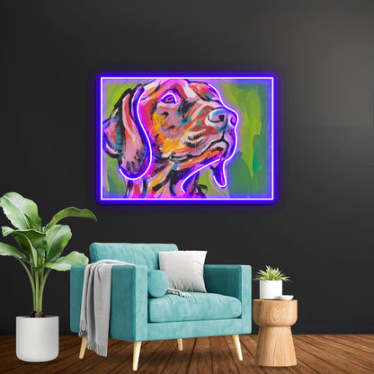 Vizsla Dog Bright Colorful Pop Dog Artwork Neon Signs Custom