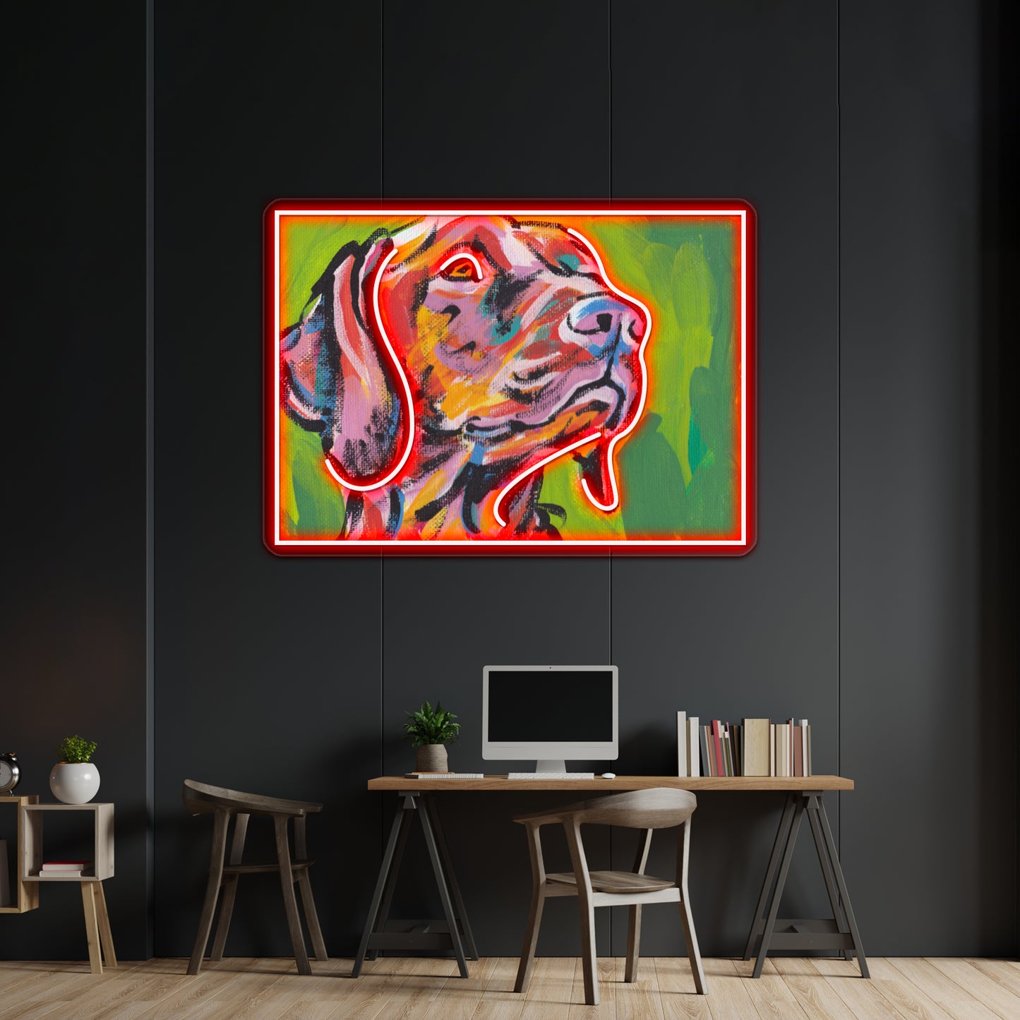 Vizsla Dog Bright Colorful Pop Dog Artwork Neon Signs Custom