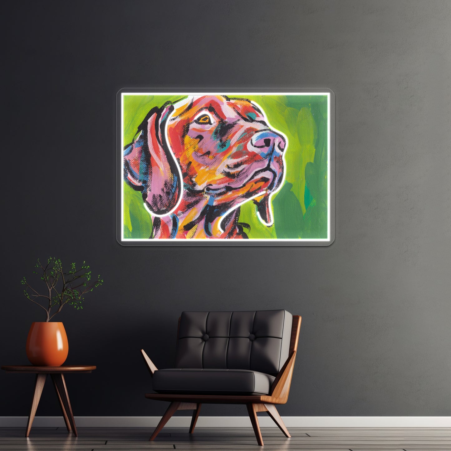 Vizsla Dog Bright Colorful Pop Dog Artwork Neon Signs Custom