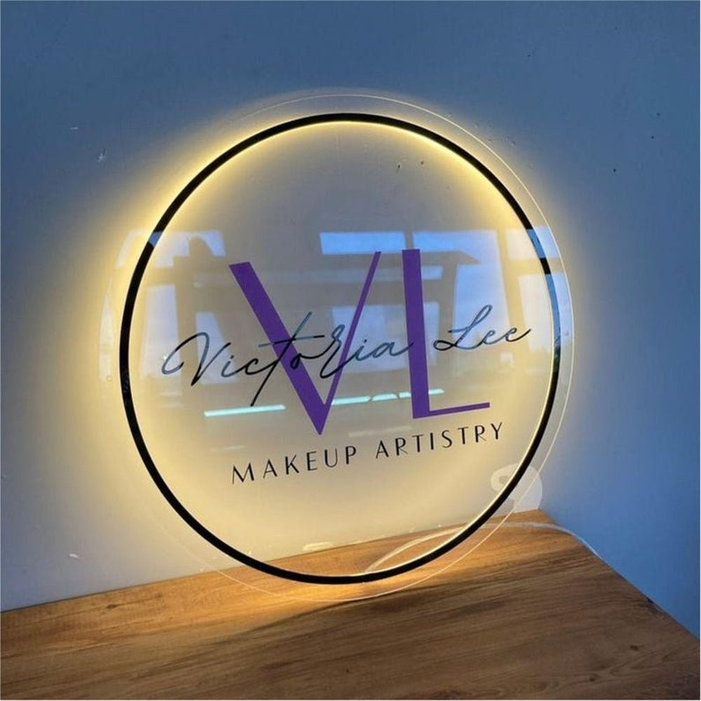 Vl Makeup Artistry Acrylic Business Logo Sign - Shineneon