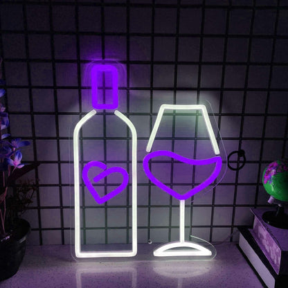 Vodka Bottle And Glass Combo Bar Led Neon Sign | Shineneon