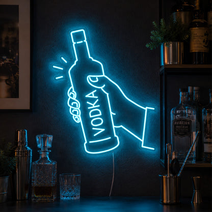 Vodka Bottle Outline Neon Sign LED Neon Sign real lifestyle scene