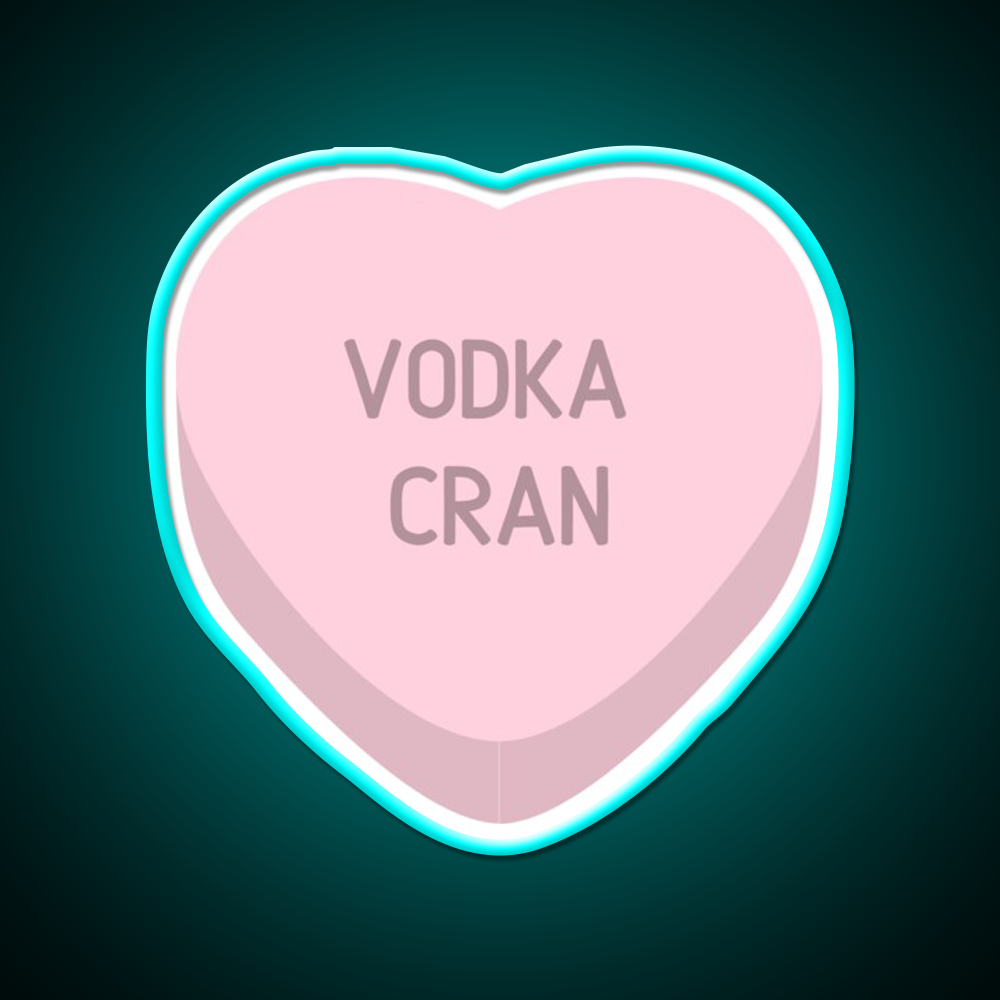 Vodka Cran Candy Heart Cocktail Bar Decor Led Neon Sign Rgb Color - Size and dimension reference