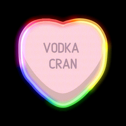Vodka Cran Candy Heart Cocktail Bar Decor Led Neon Sign Rgb Color - LED neon sign close-up detail
