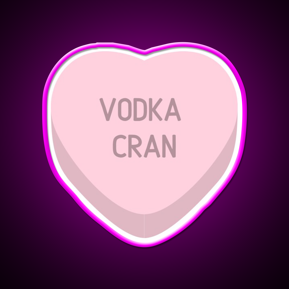 Vodka Cran Candy Heart Cocktail Bar Decor Led Neon Sign Rgb Color - Neon sign mounted on wall in room