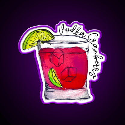 Vodka Cranberry Watercolor Cocktail Bar Decor Led Neon Sign Rgb Color - Shineneon