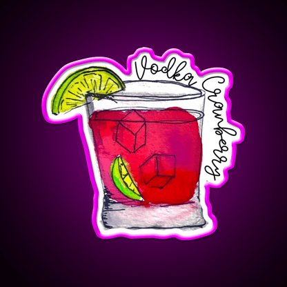 Vodka Cranberry Watercolor Cocktail Bar Decor Led Neon Sign Rgb Color - Shineneon
