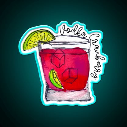 Vodka Cranberry Watercolor Cocktail Bar Decor Led Neon Sign Rgb Color - Shineneon