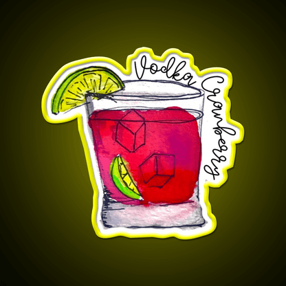 Vodka Cranberry Watercolor Cocktail Bar Decor Led Neon Sign Rgb Color - Shineneon
