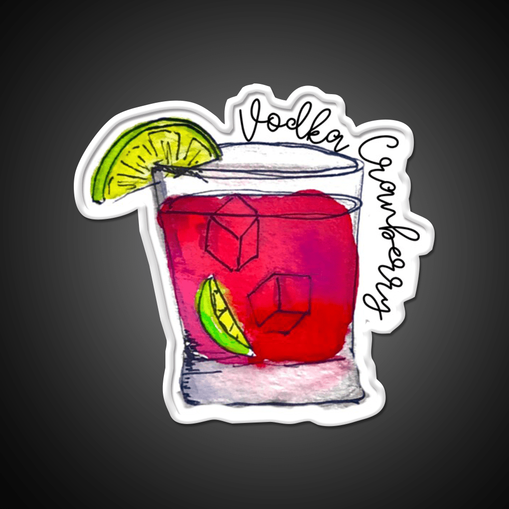Vodka Cranberry Watercolor Cocktail Bar Decor Led Neon Sign Rgb Color - Shineneon