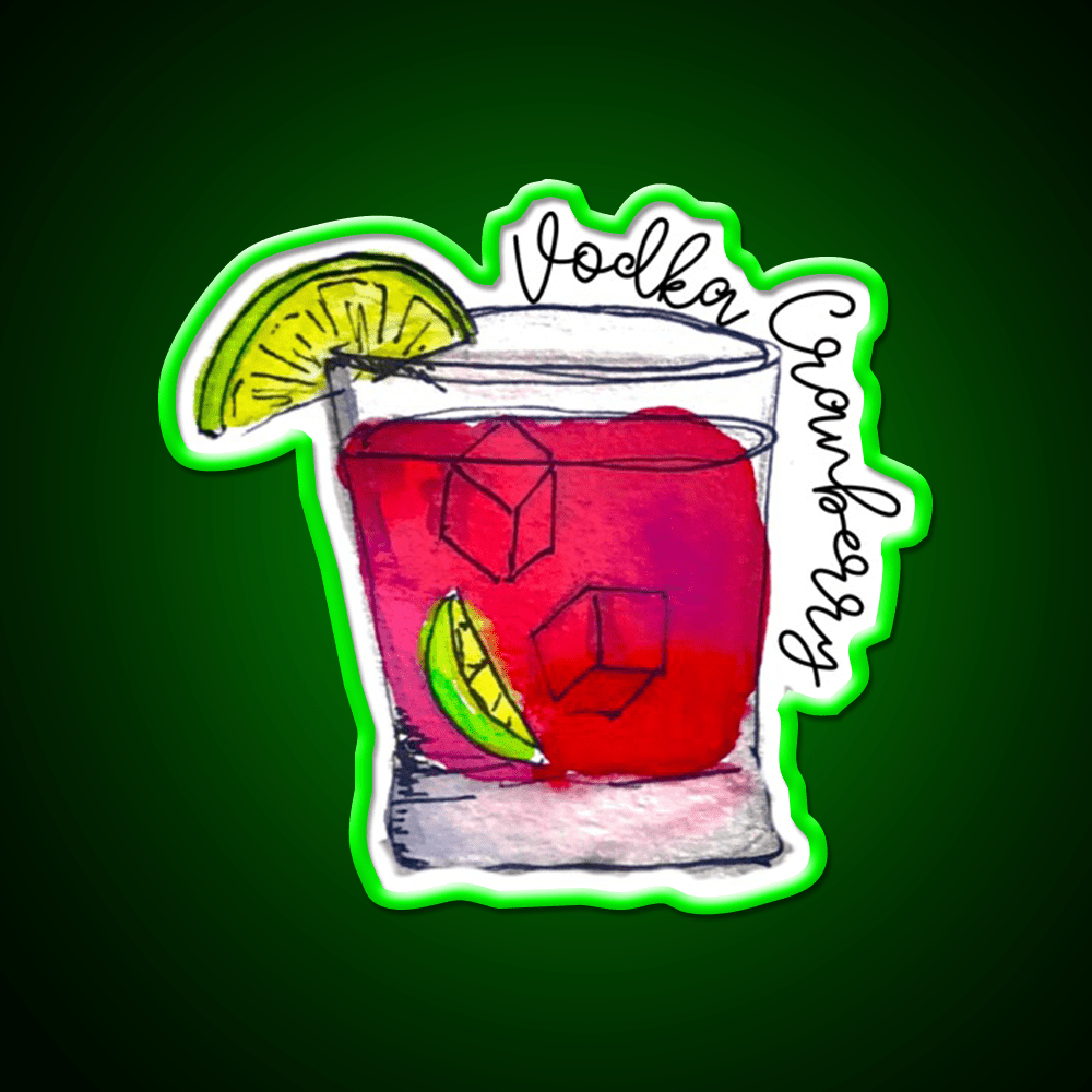 Vodka Cranberry Watercolor Cocktail Bar Decor Led Neon Sign Rgb Color - Shineneon