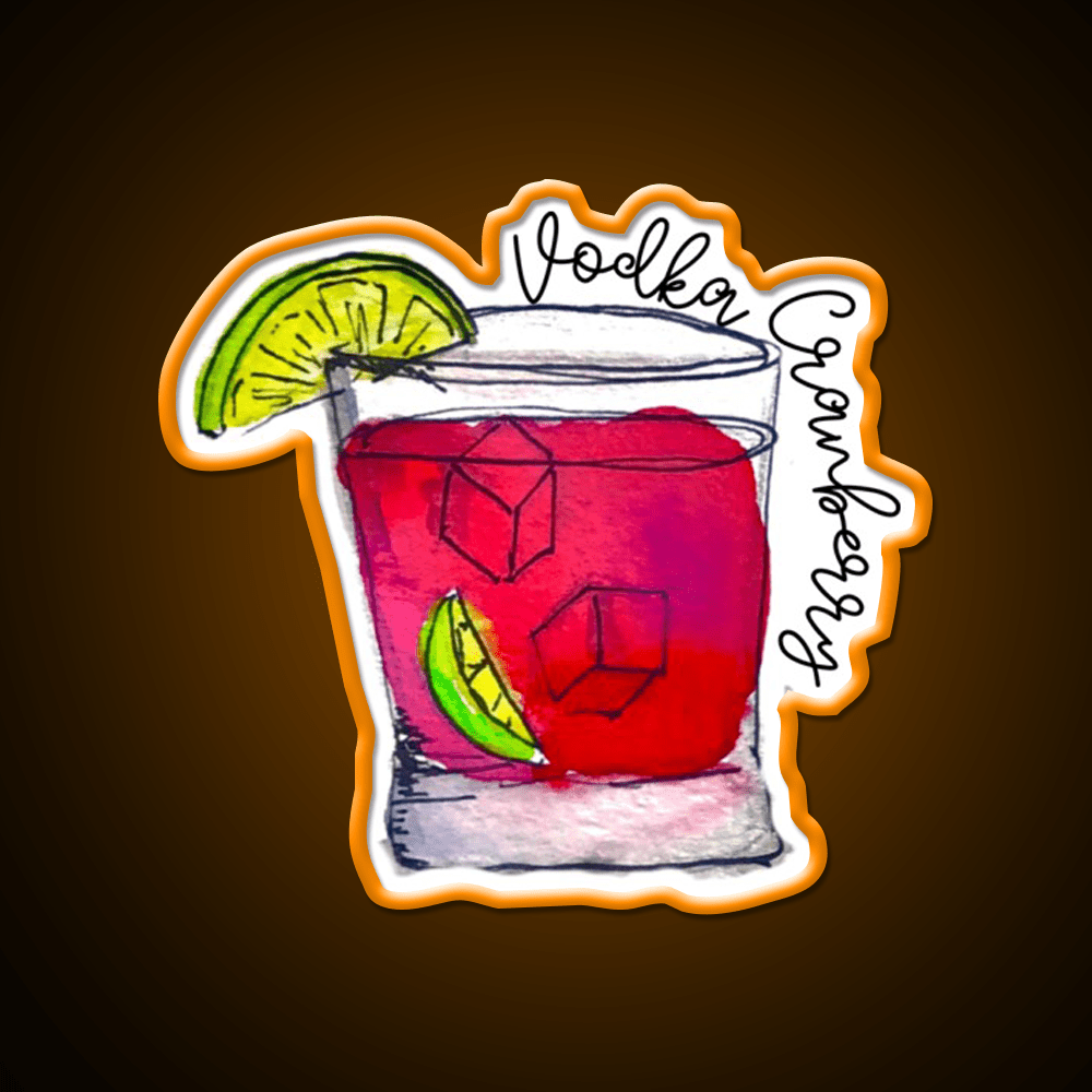 Vodka Cranberry Watercolor Cocktail Bar Decor Led Neon Sign Rgb Color - Shineneon