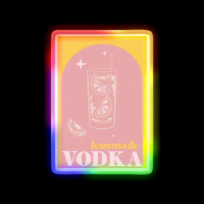 Vodka Lemonade Cocktail Bar Decor Led Neon Sign Rgb Color - LED neon sign close-up detail