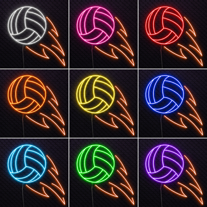 Volleyball Room Decor LED Neon Sign color grid