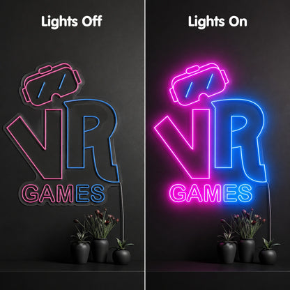 VR Games Neon Sign LED Neon Sign day and night comparison