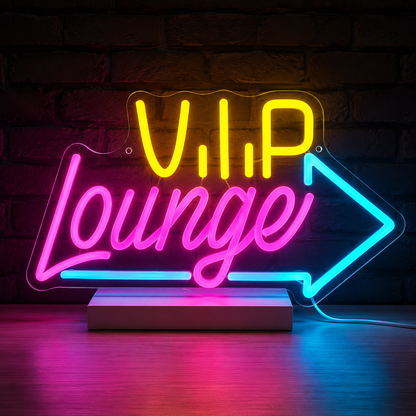 Vuip Lounge With An Arrow Pointing To The Right LED Neon Sign main product image